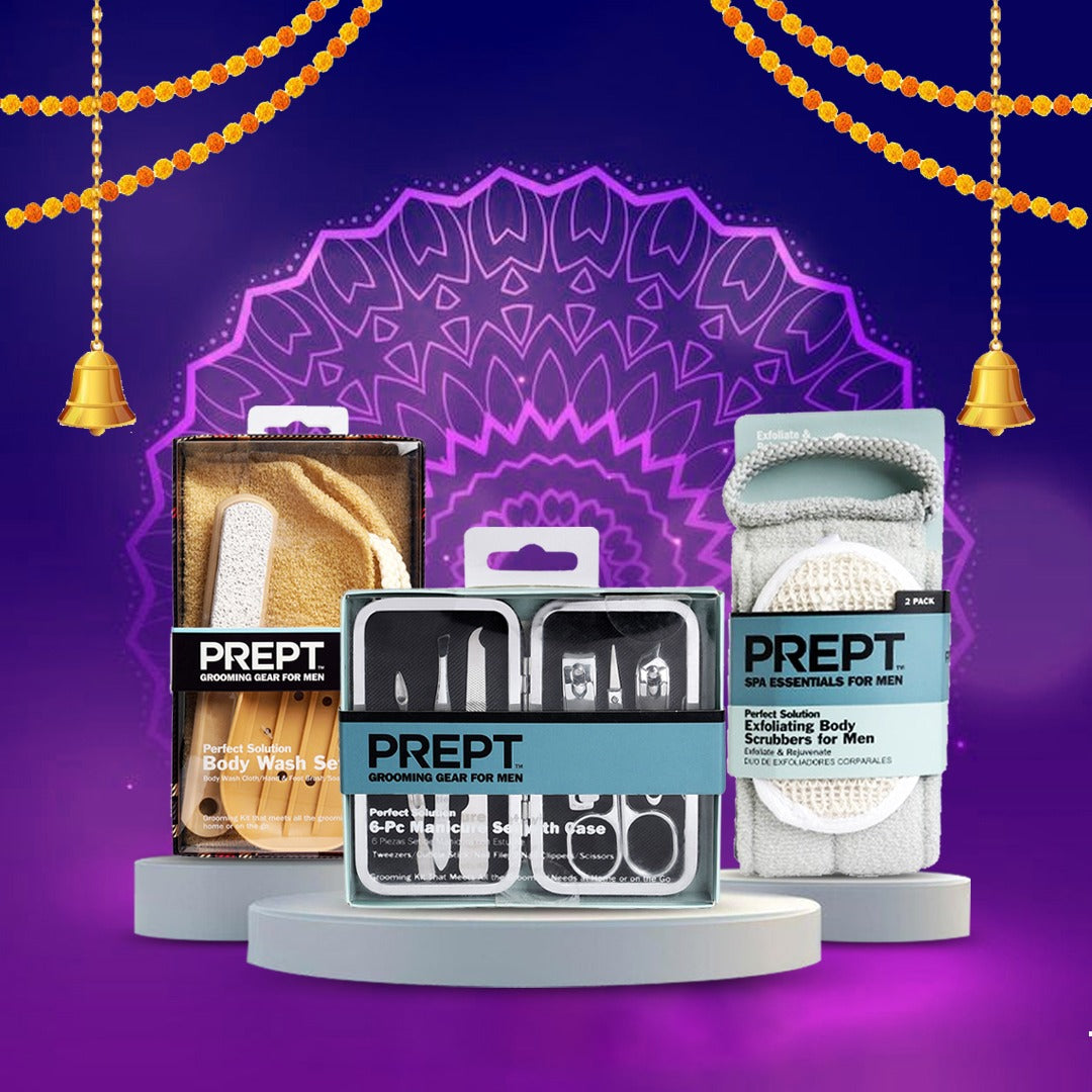 Men’s Complete Bath & Grooming Set – 6 Pc Manicure Kit, Body Wash Set & Exfoliating Scrubber Duo