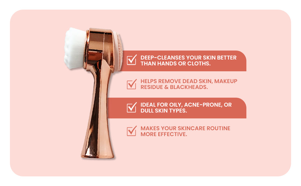 Dual-Sided Facial Cleansing Brush, Soft Silicone and Bristle Face Brush