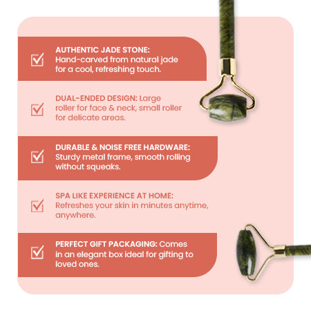 Jade Roller, Double-Ended Facial Massage Tool