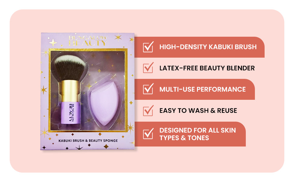 Premium Kabuki Brush & Blender Set (Purple)