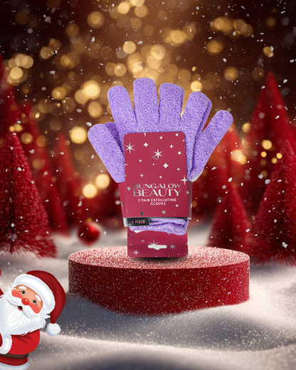 Exfoliating Loofah Body Hand Gloves (2 Pairs) (Purple)
