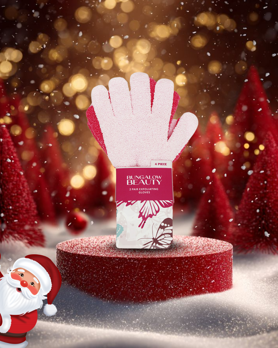 Exfoliating Loofah Body Hand Gloves (2 Pairs) (Pink)