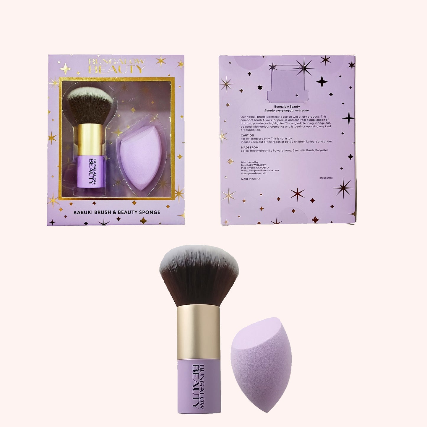 Premium Kabuki Brush & Blender Set (Purple)