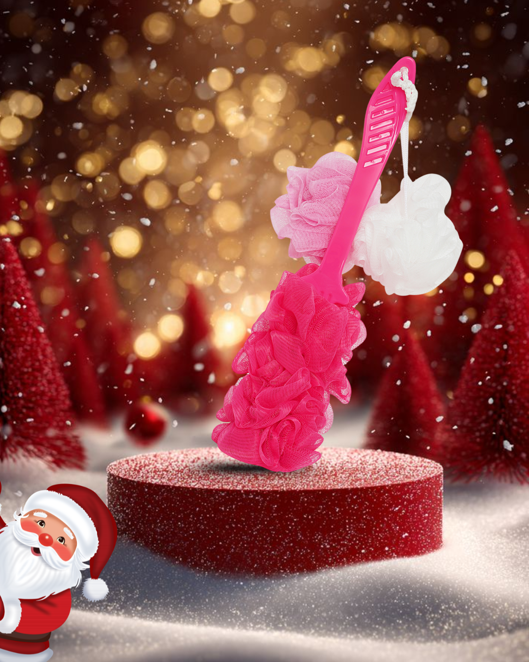 Bath Loofah Set With Handle Brush