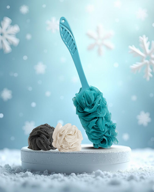 Loofah Bath Brush Set - Handle Brush And 2 Loofah Balls