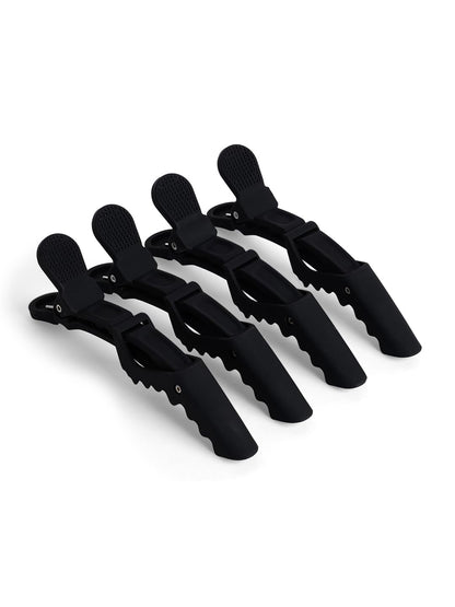 BUNGALOW BEAUTY Professional Hair Sectioning Crocodile Hairdressing Clips For Women (Pack Of 4), Black