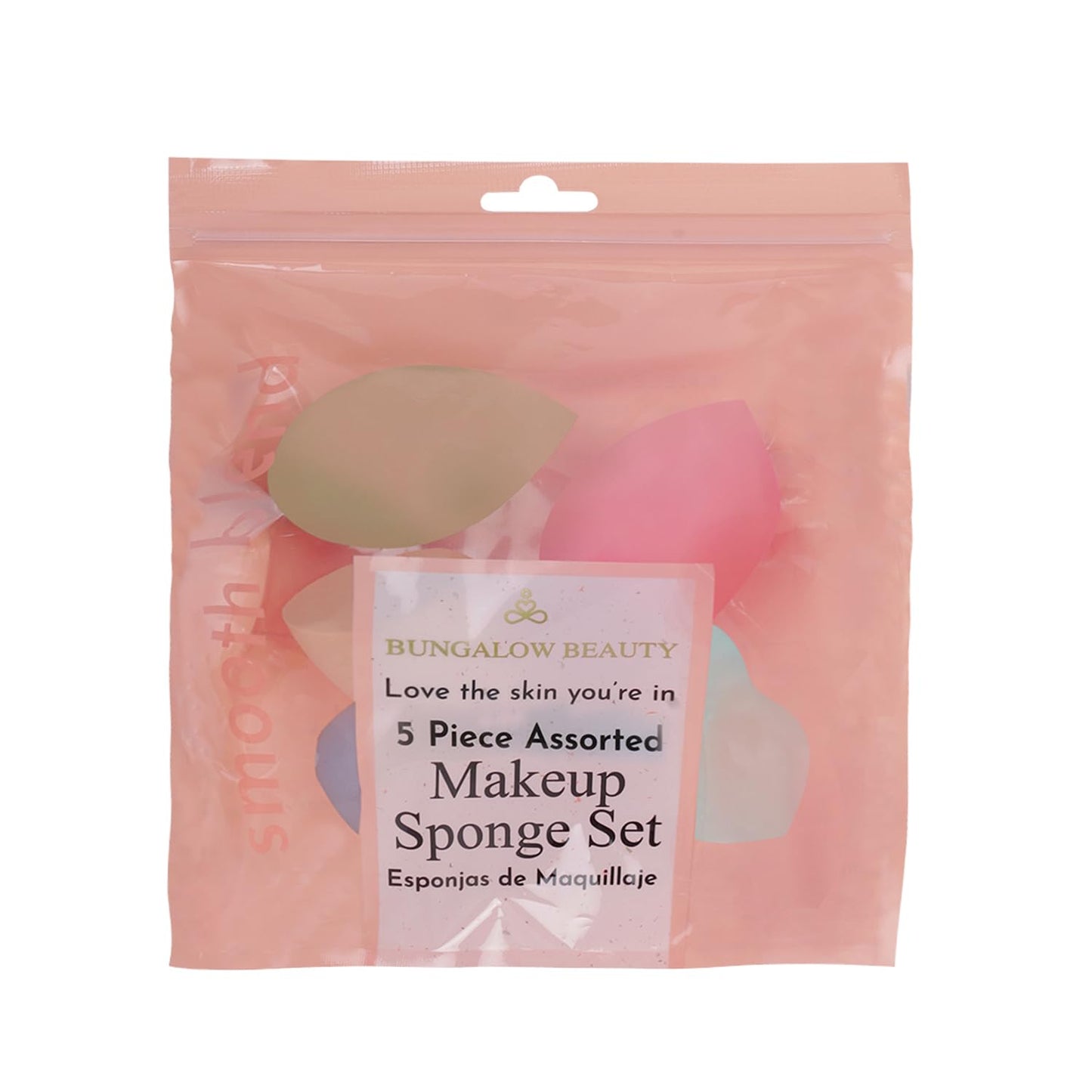 BUNGALOW BEAUTY Makeup Blending Sponge Set, 5 Pieces - Reusable | Beauty Makeup Sponge | Foundation Blender Sponge | Easy to clean I Latex-free Sponge I Suitable for Sensitive Skin