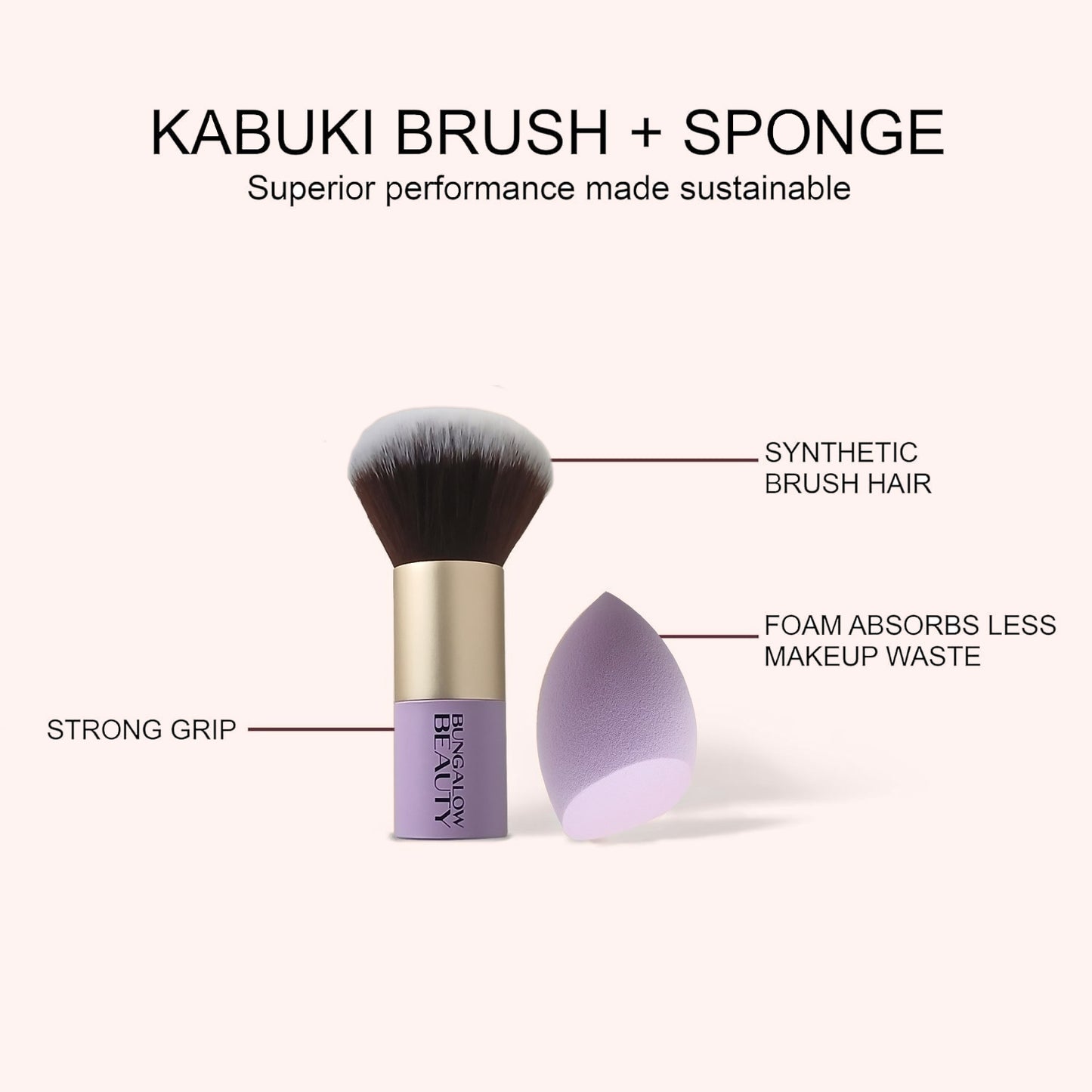 Premium Kabuki Brush & Blender Set (Purple)