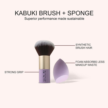 Premium Kabuki Brush & Blender Set (Purple)