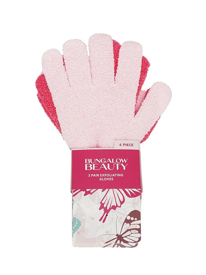 Exfoliating Loofah Body Hand Gloves (2 Pairs) (Pink)
