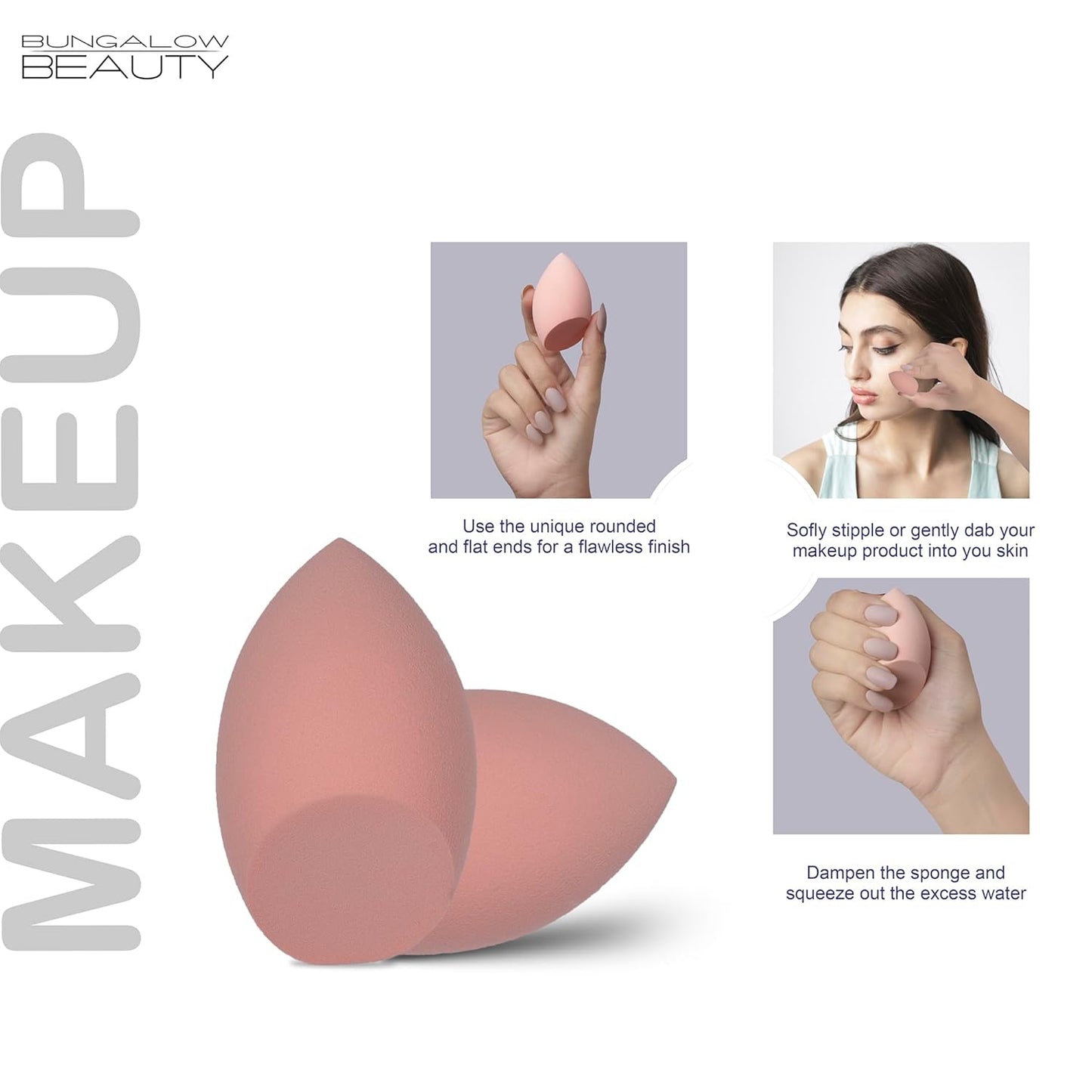 BUNGALOW BEAUTY Premium Kabuki Brush & Blender Set | All Face Makeup & Foundation Brush for Liquid, Cream and Powder Face Makeup | Wet or Dry Makeup