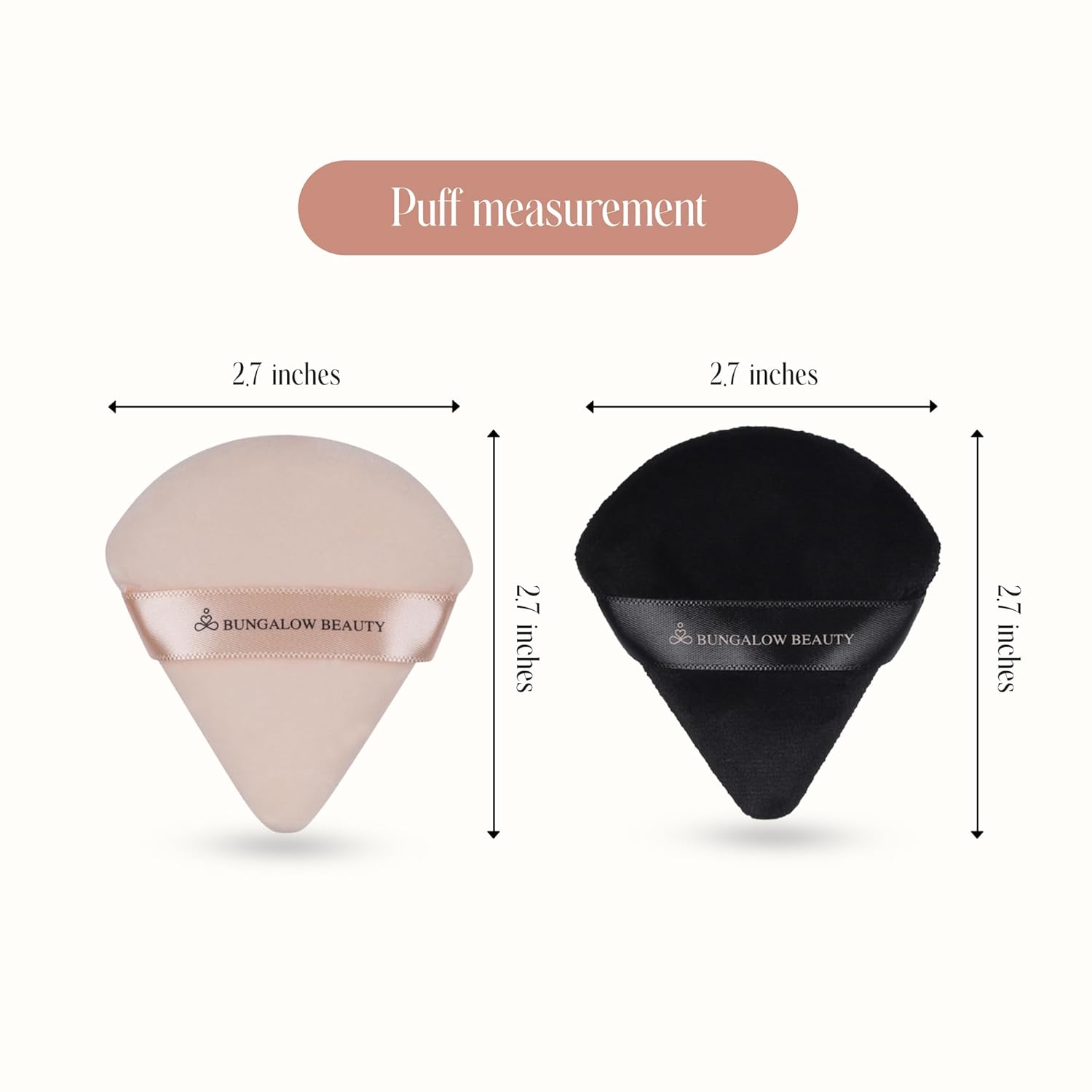 BUNGALOW BEAUTY Triangle Powder Puff Set of 2 Powder Puffs for Face Powder | Triangle Powder Puff for Loose and Cosmetic Foundation | Makeup Puff for Contouring | Cloud Kiss Makeup Sponges | Beauty Makeup Tools (Black & Pink)