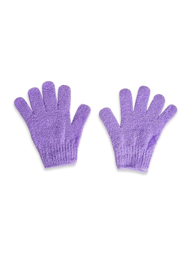Exfoliating Loofah Body Hand Gloves (2 Pairs) (Purple)