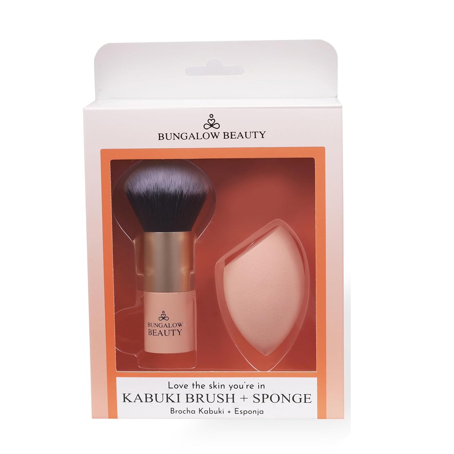 BUNGALOW BEAUTY Premium Kabuki Brush & Blender Set | All Face Makeup & Foundation Brush for Liquid, Cream and Powder Face Makeup | Wet or Dry Makeup