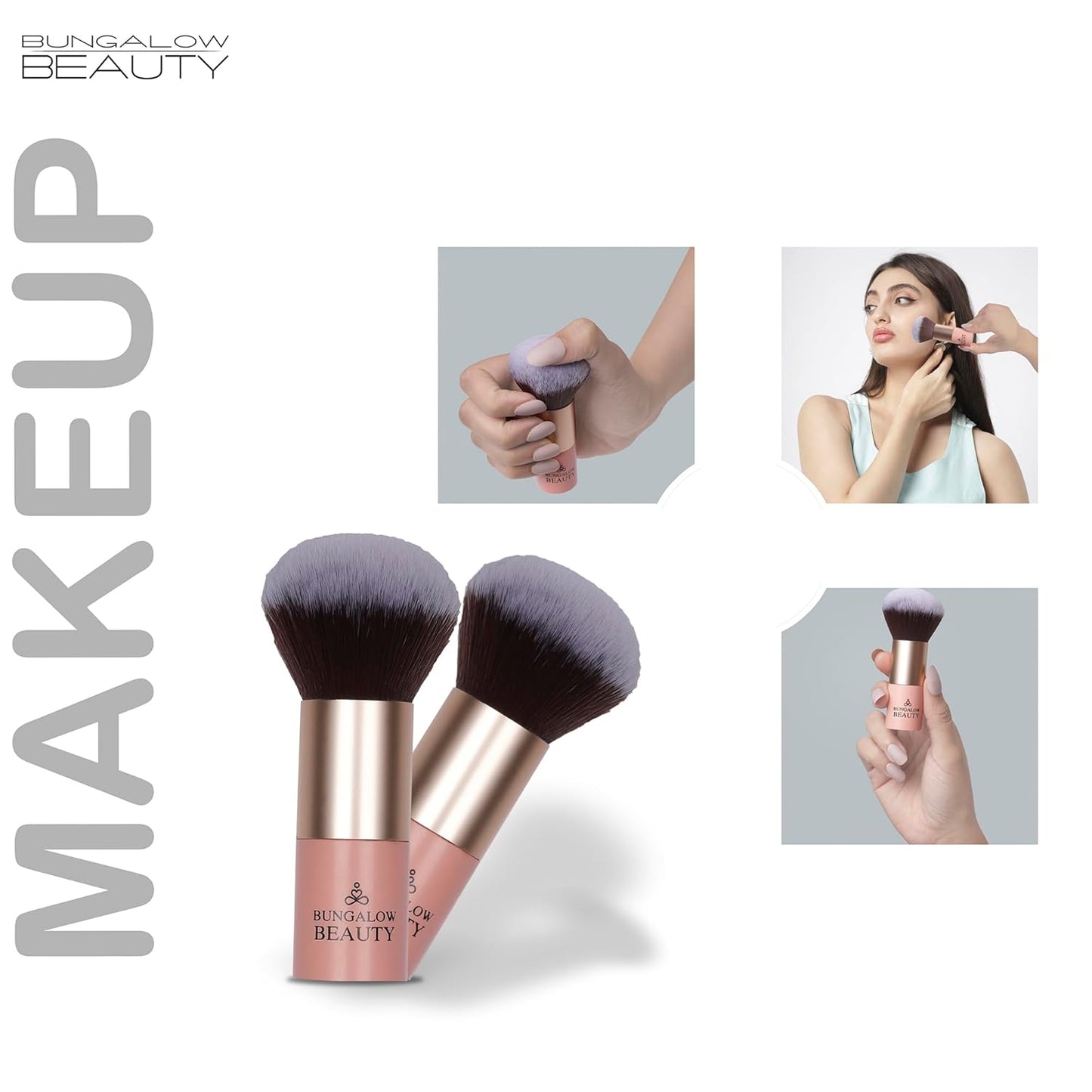 BUNGALOW BEAUTY Premium Kabuki Brush & Blender Set | All Face Makeup & Foundation Brush for Liquid, Cream and Powder Face Makeup | Wet or Dry Makeup