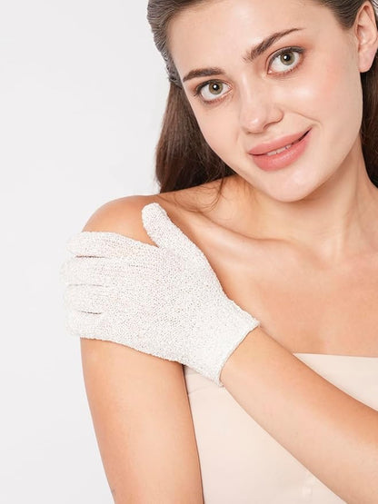 Exfoliating Loofah Body Hand Gloves (2 Pairs) (White)