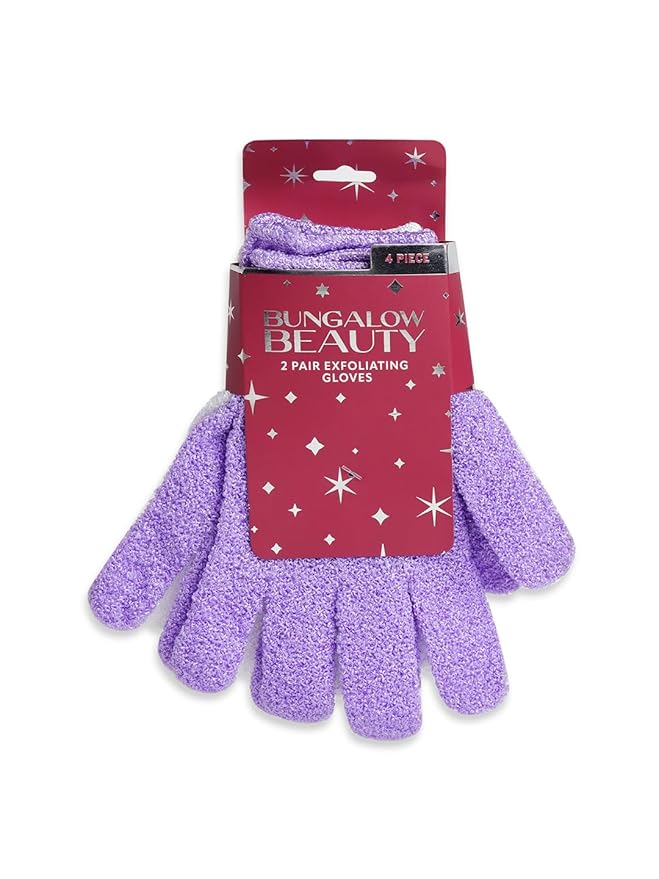 Exfoliating Loofah Body Hand Gloves (2 Pairs) (Purple)