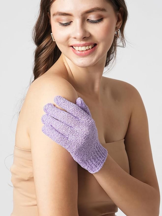 Exfoliating Loofah Body Hand Gloves (2 Pairs) (Purple)