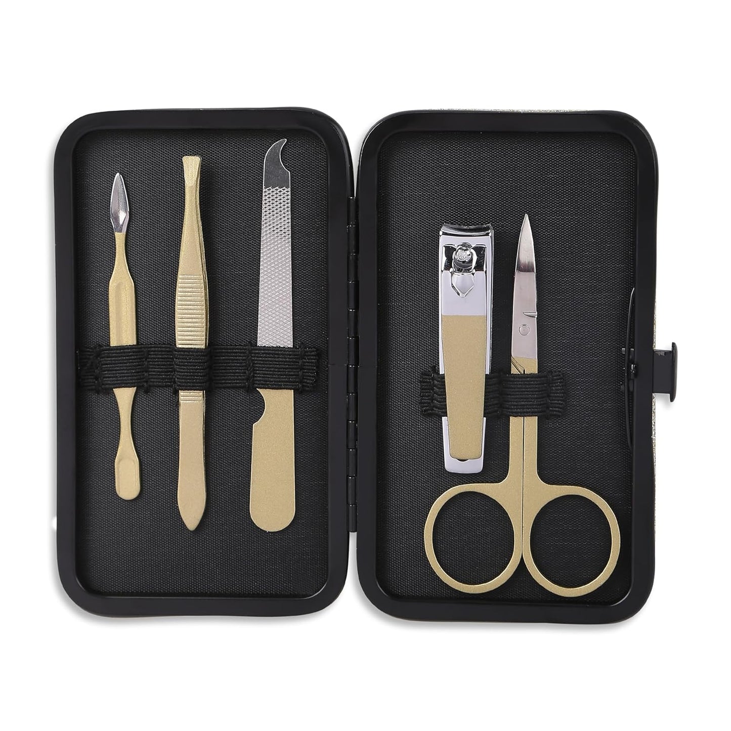 BUNGALOW BEAUTY Manicure Set Nail Clippers - 6PCS Stainless Steel Manicure Set, Professional Mens Grooming Kits, Nail Care Tools with Luxurious Travel Case - California Proposition 65 listed - Lead free | Cadmium Free | Phthalates Free