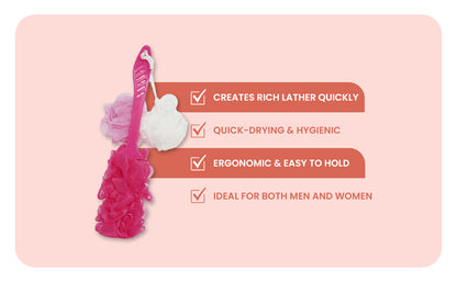 Bath Loofah Set With Handle Brush