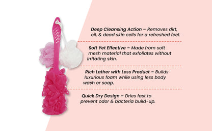 Bath Loofah Set With Handle Brush