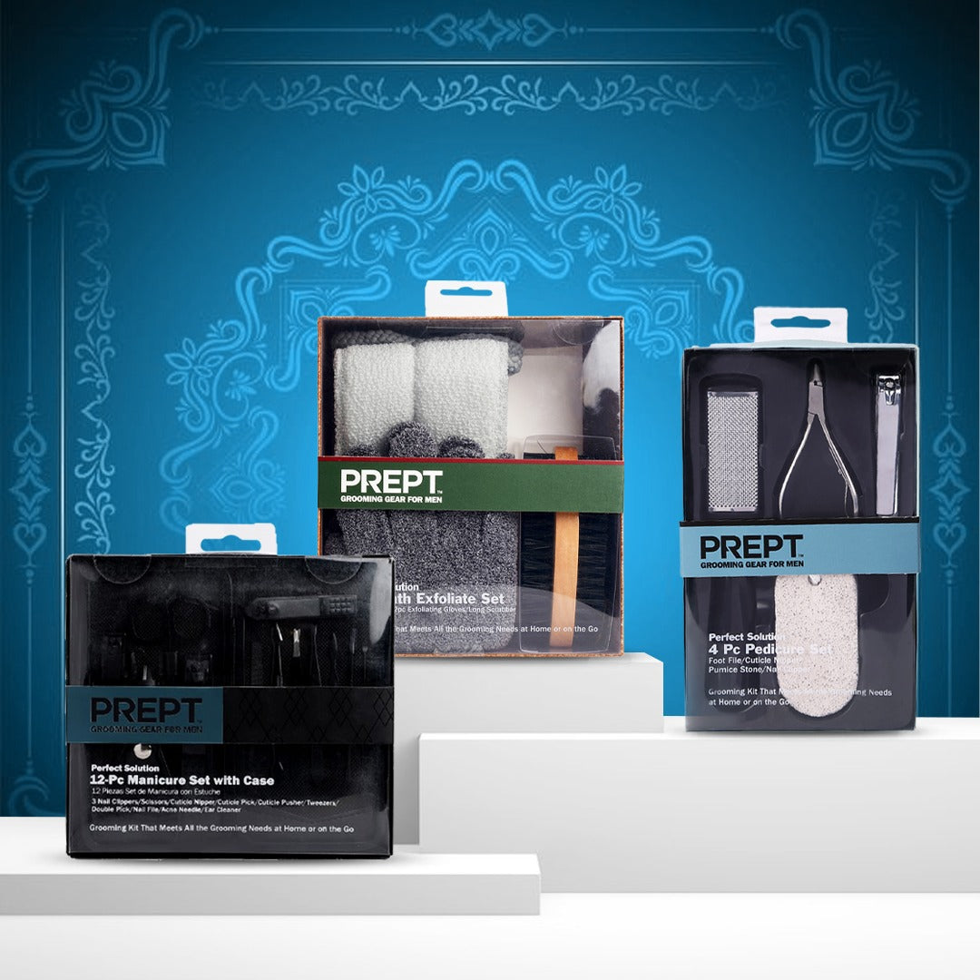 Premium Bath & Grooming Combo – 4 Pc Exfoliate Set, 12 Pc Manicure Kit & 4 Pc Pedicure Set