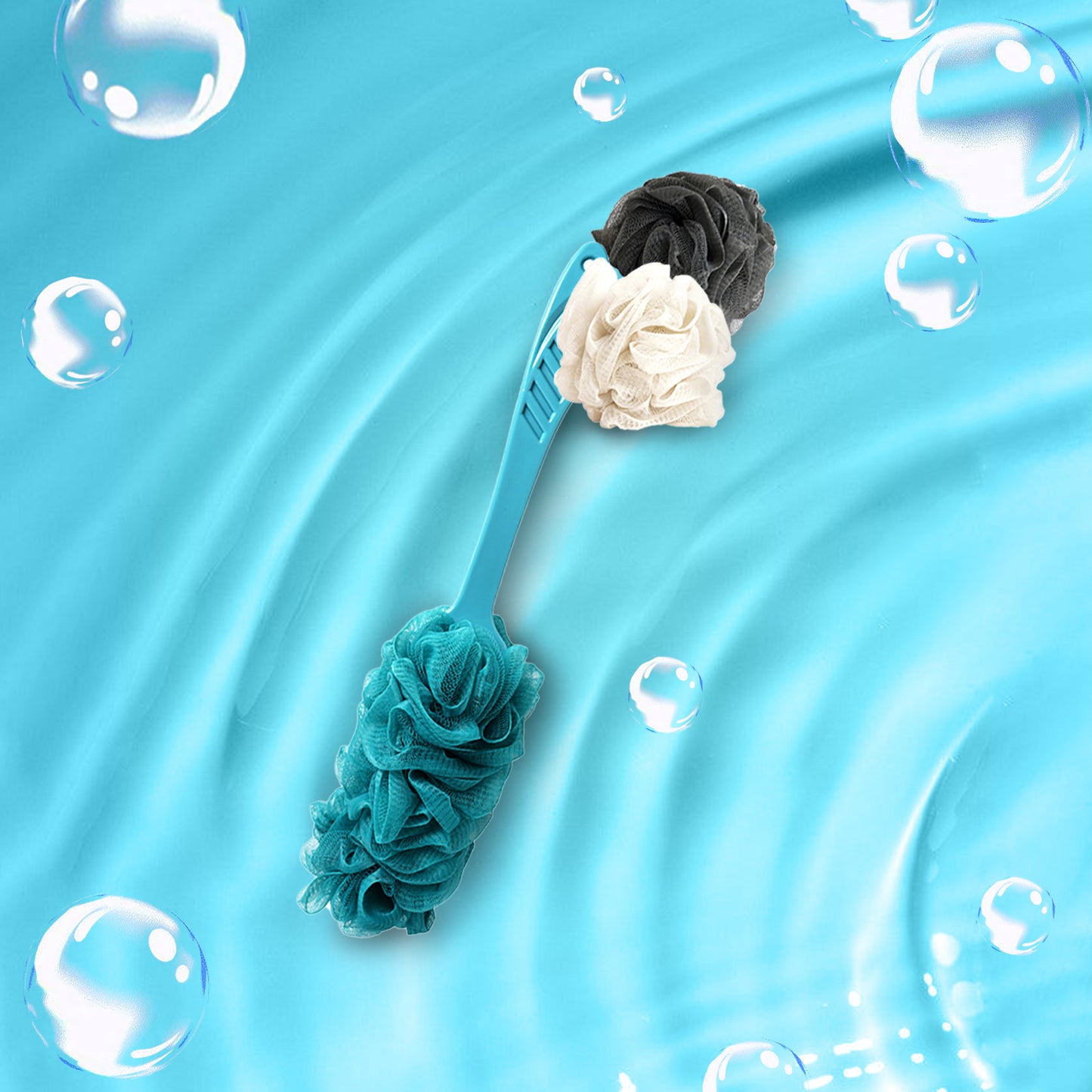 Loofah Bath Brush Set - Handle Brush And 2 Loofah Balls