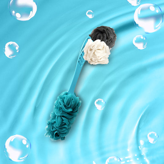 Loofah Bath Brush Set - Handle Brush And 2 Loofah Balls