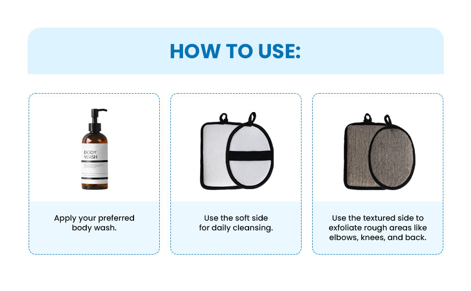 Natural Loofah Exfoliating Body Scrubber, Back Scrubbers (2 Pack),