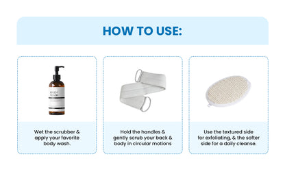 Natural Loofah Exfoliating Body Scrubber, Back Scrubbers (2 Pack)