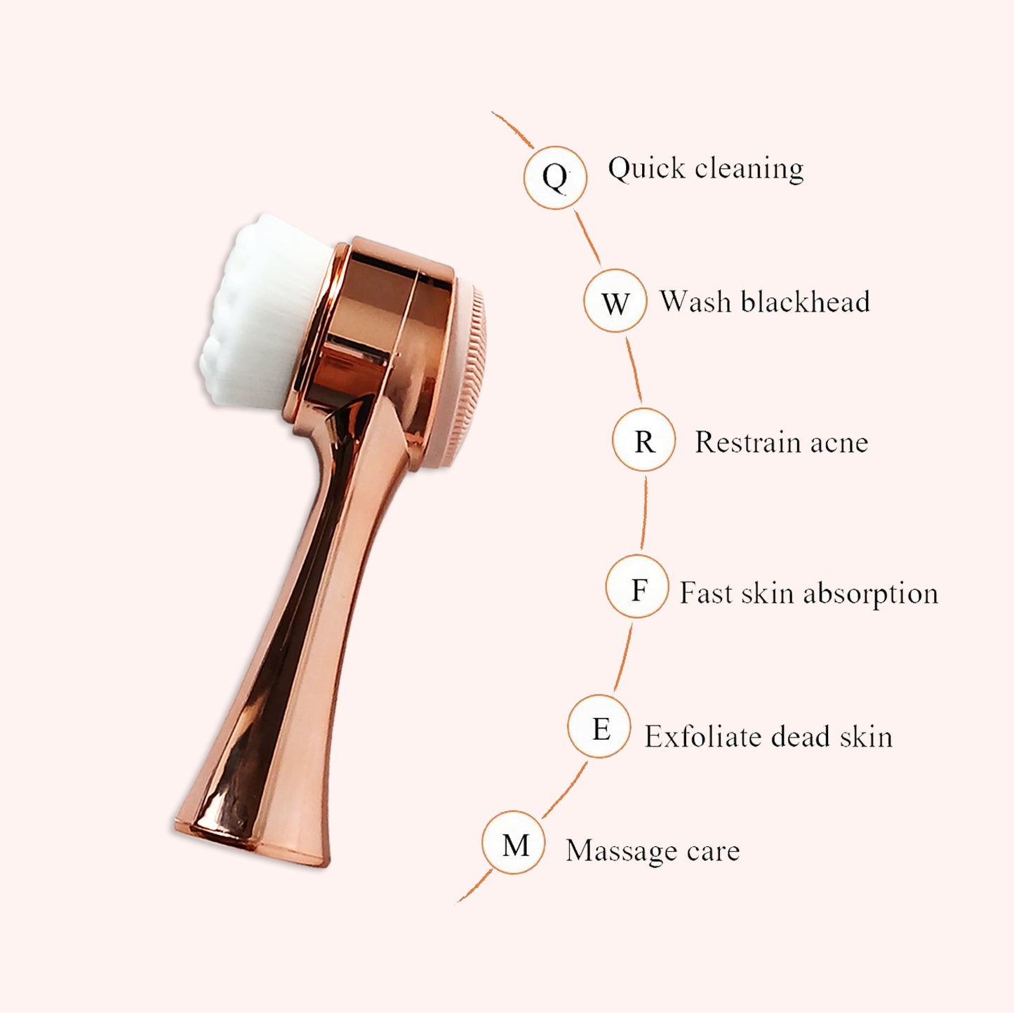 Dual-Sided Facial Cleansing Brush, Soft Silicone and Bristle Face Brush