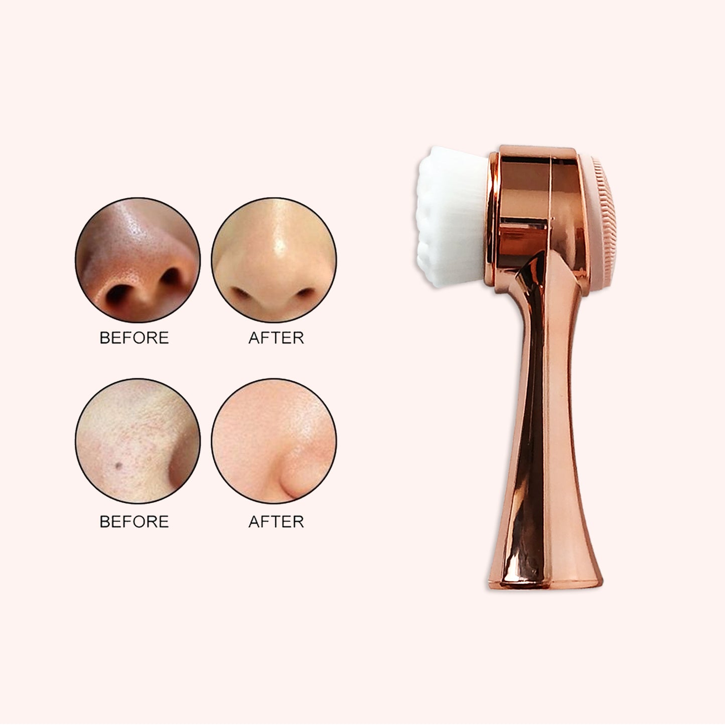 Dual-Sided Facial Cleansing Brush, Soft Silicone and Bristle Face Brush