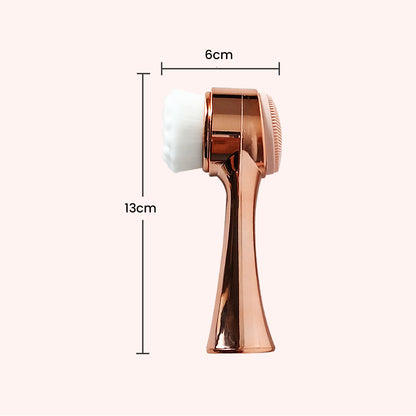 Dual-Sided Facial Cleansing Brush, Soft Silicone and Bristle Face Brush