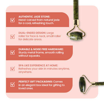 Jade Roller, Double-Ended Facial Massage Tool