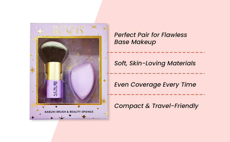Premium Kabuki Brush & Blender Set (Purple)