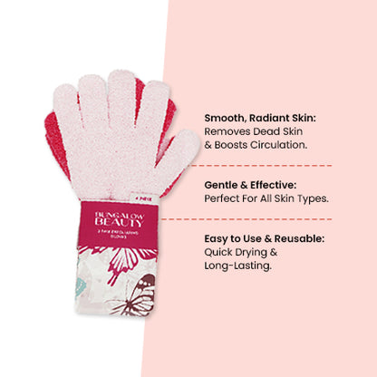 Exfoliating Loofah Body Hand Gloves (2 Pairs) (Pink)