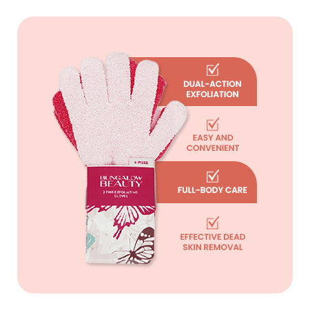 Exfoliating Loofah Body Hand Gloves (2 Pairs) (Pink)