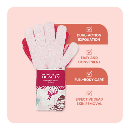 Exfoliating Loofah Body Hand Gloves (2 Pairs) (Pink)