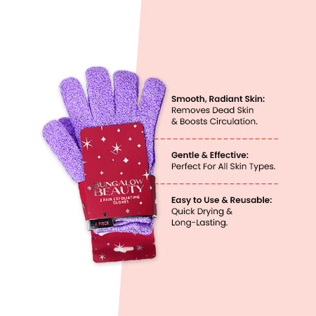 Exfoliating Loofah Body Hand Gloves (2 Pairs) (Purple)
