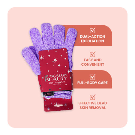 Exfoliating Loofah Body Hand Gloves (2 Pairs) (Purple)