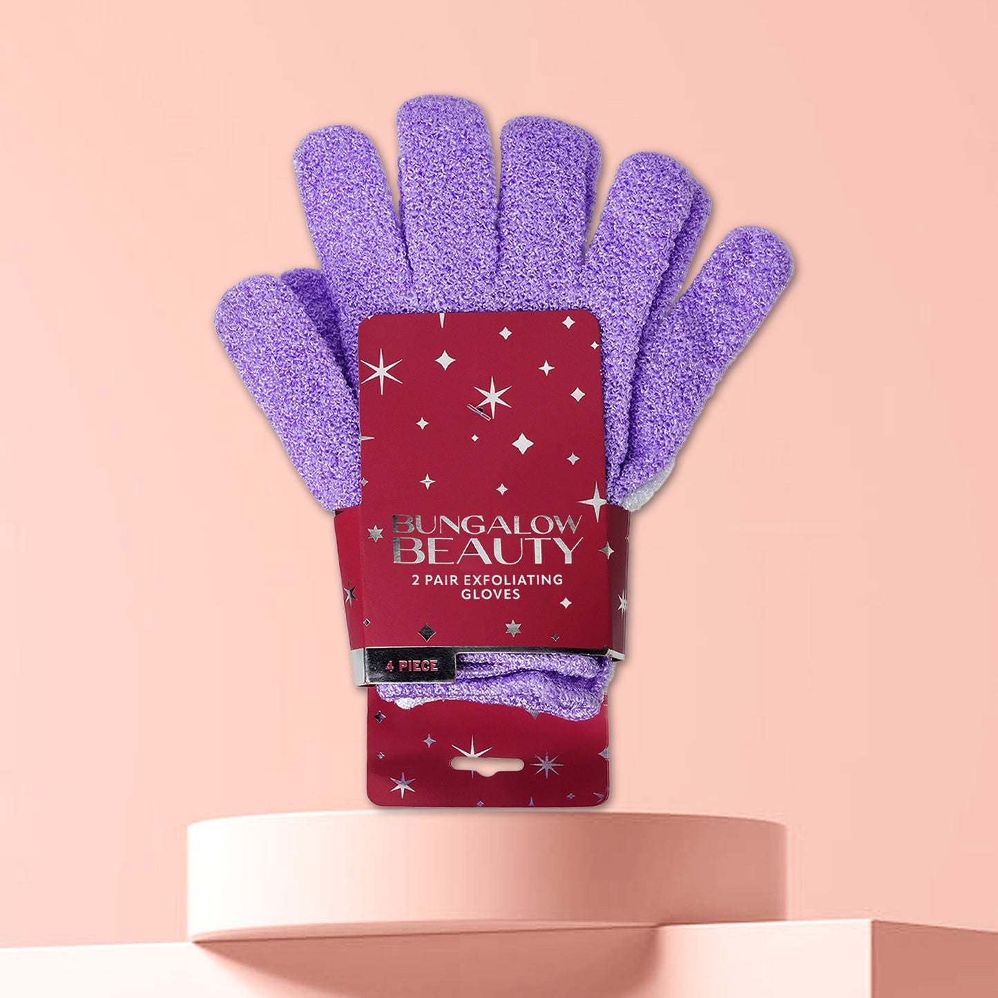 Exfoliating Loofah Body Hand Gloves (2 Pairs) (Purple)