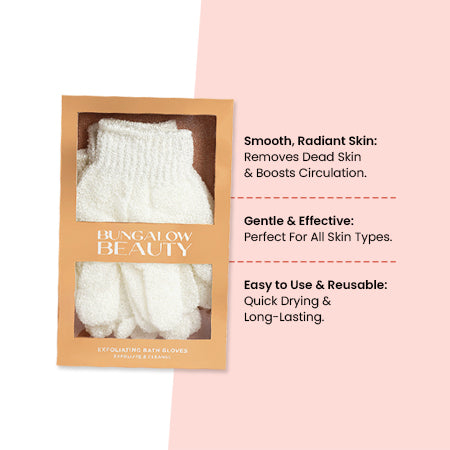Exfoliating Loofah Body Hand Gloves (2 Pairs) (White)