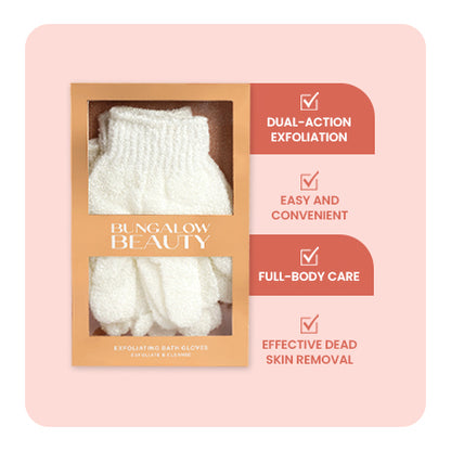 Exfoliating Loofah Body Hand Gloves (2 Pairs) (White)